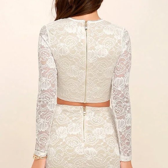 Lulus white lace 2-piece dress - Picture 3 of 8